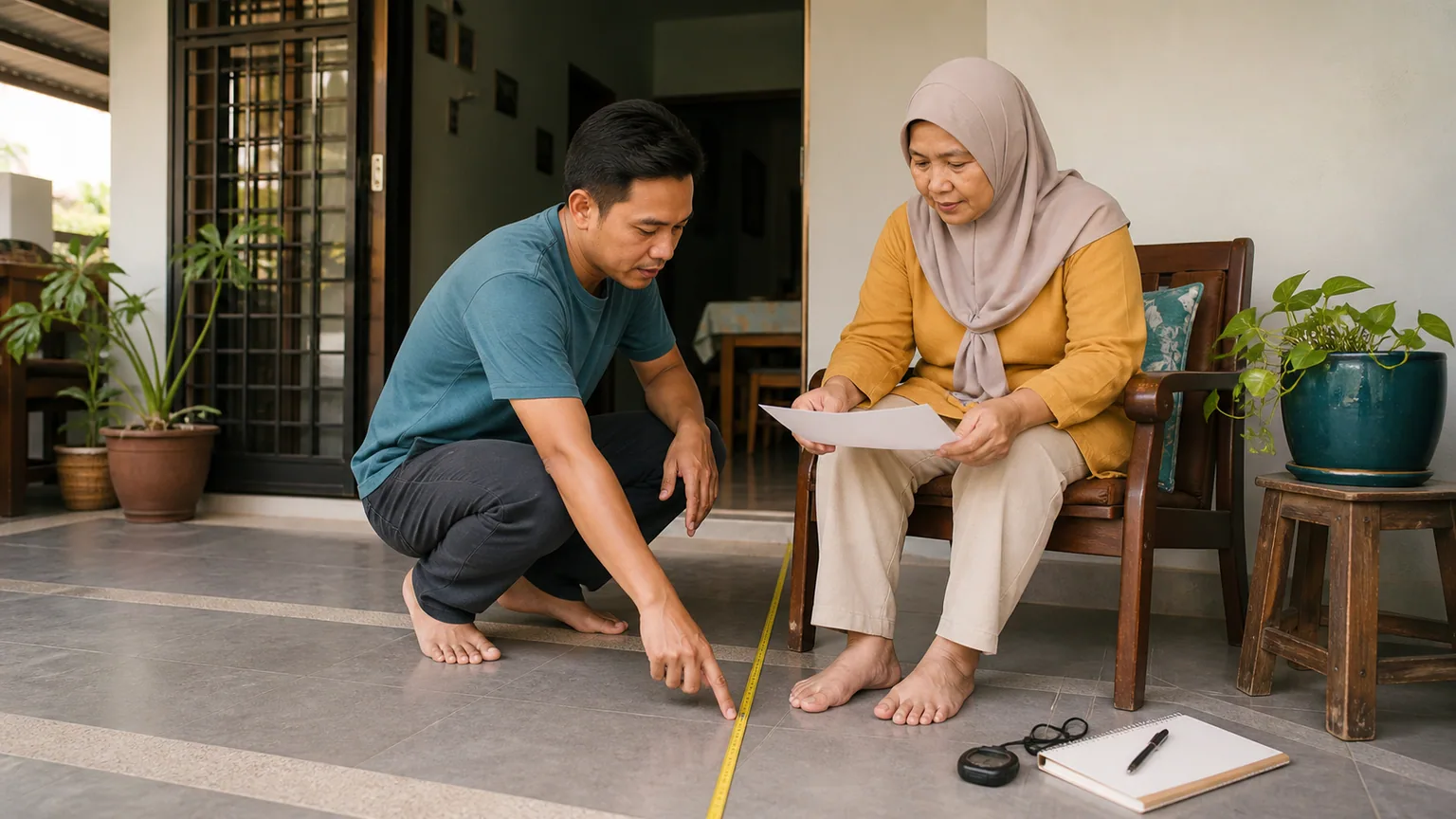 Keluarga Melayu Malaysia menggunakan alat mudah untuk merancang matlamat mobiliti di rumah