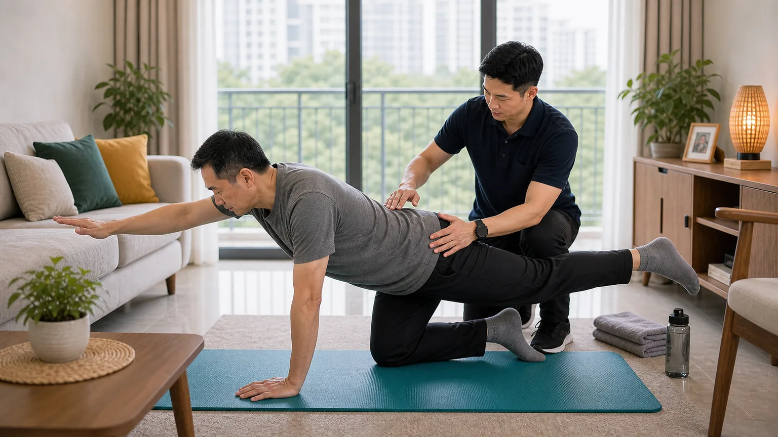 Back pain recovery exercises guided at home