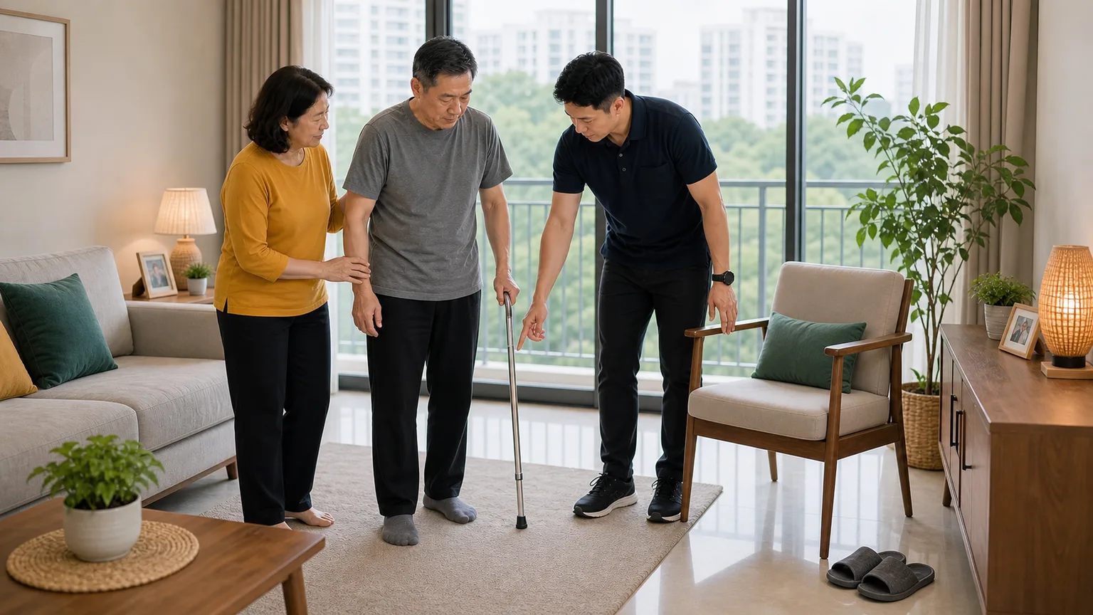 Home safety review for elderly fall prevention