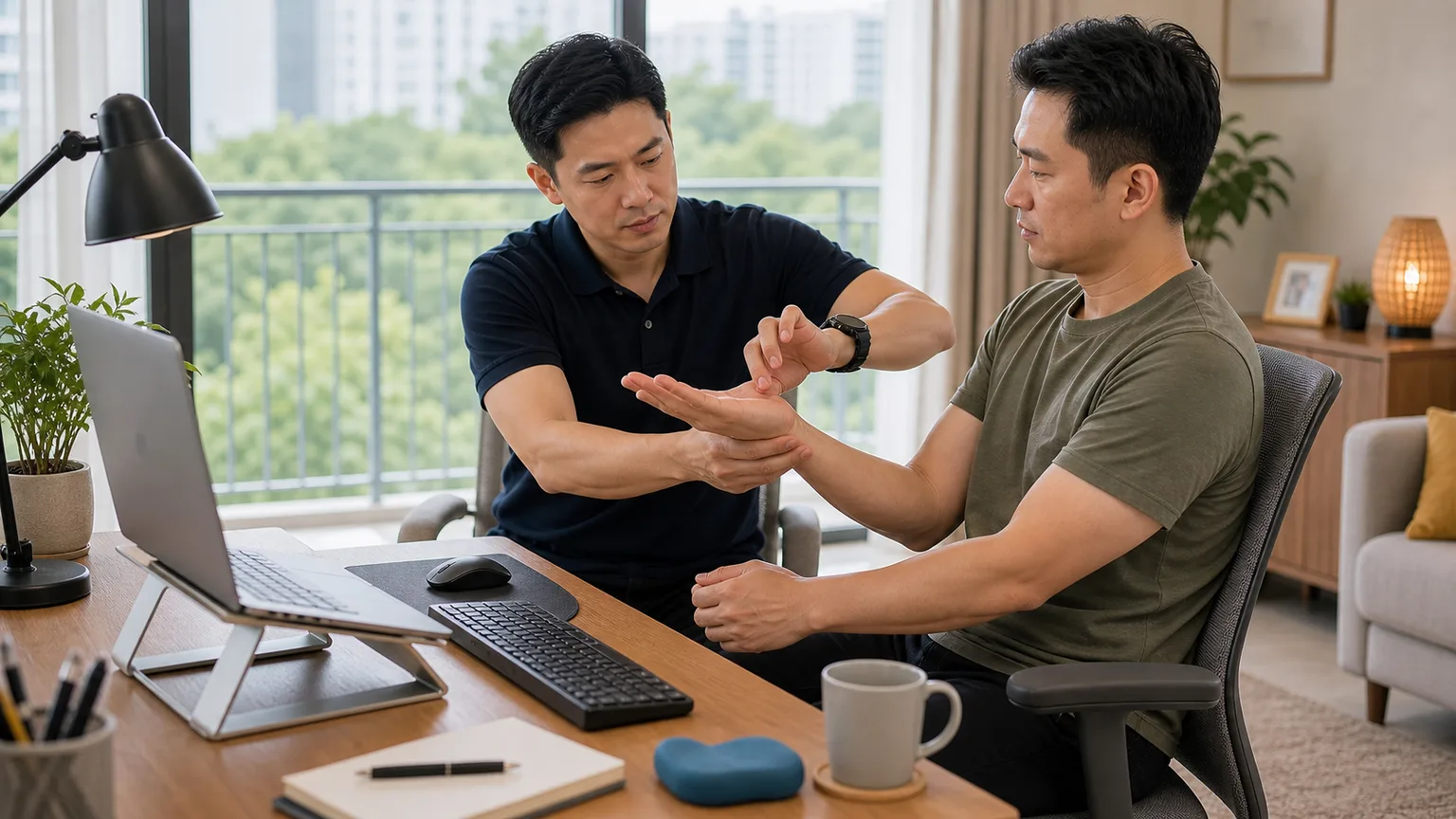Wrist and hand exercise for carpal tunnel symptoms at home