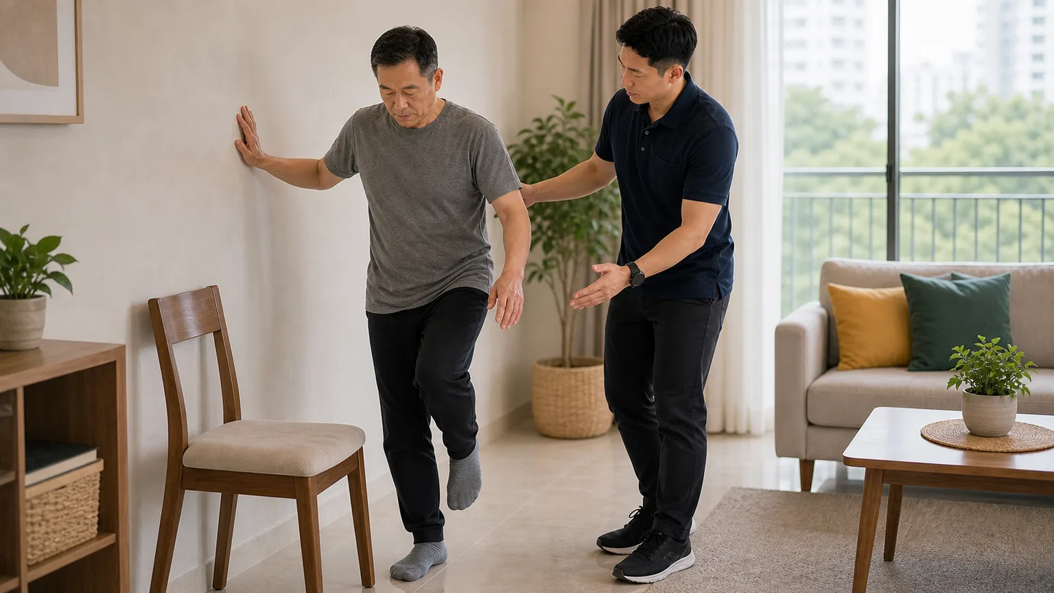Balance safety training for vertigo symptoms at home
